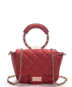 Top Handle Quilted Iconic Shoulder Bag 118-6645 RED